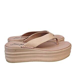 Free People Womens Leather Platform Sandals, Thongs, Flipflops, Pink, 40/9